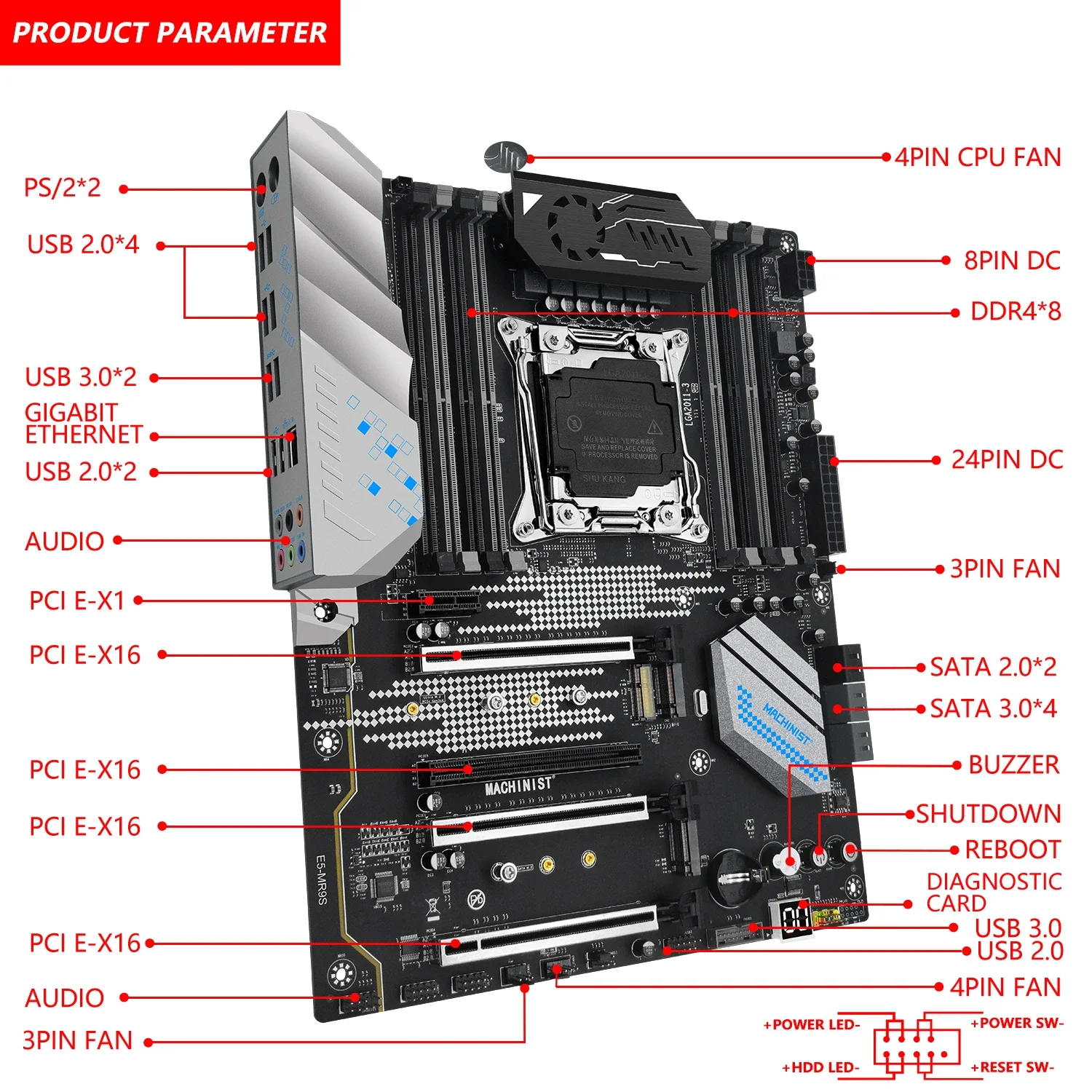 Imagem -03 - Motherboard Combo Lga 20113 Kit Xeon e5 2680 v4 Processador Ddr4 32gb 2666mhz Ram Nvme M.2 Usb 3.0 Quatro Canais Machinist-x99 Mr9s