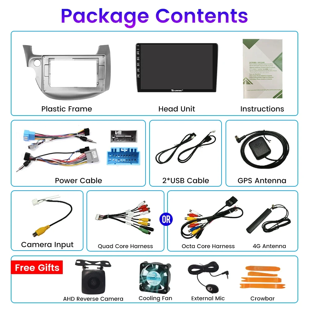 راديو سيارة أندرويد 10.33 بوصة لهوندا فيت 2007-2014 نظام تحديد المواقع والملاحة مشغل فيديو الوسائط المتعددة Carplay أندرويد السيارات ستيريو السيارة BT FM