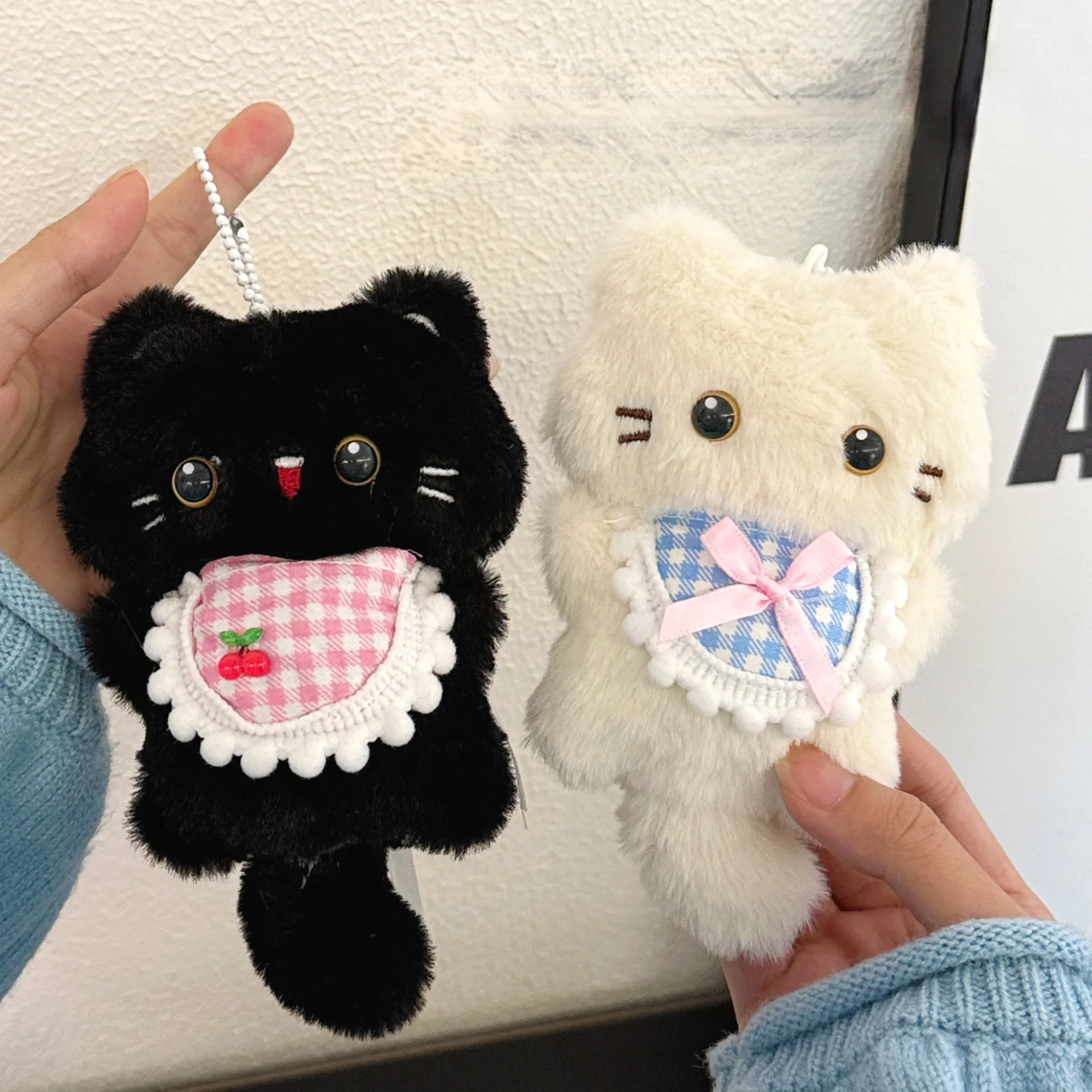 1/2 Pcs Cute Plush Toy Kitten Squeaking Pendant Girl Backpack Keychain Doll Pendant Couple Gift Pendant