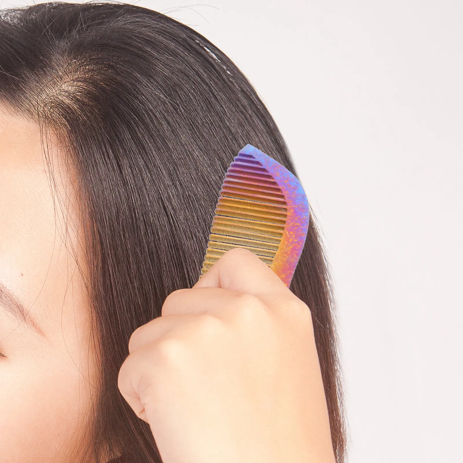 

Professional Styling Comb for Haircutting Salon Barber Hairdressing Titanium Alloy Colorful Fish Shape Wide Teeth Hair Comb Anti