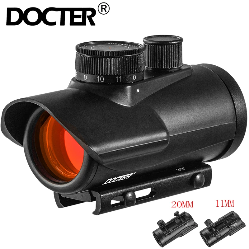 Mira de punto rojo Docter, alcance holográfico de 1x30mm, montaje en riel de 11mm y 20mm para óptica de caza táctica 5-0040