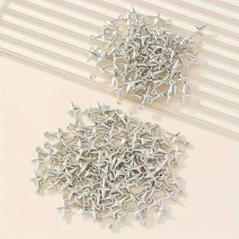 100 قطعة 16x8 مللي متر دلايات النجوم الساطعة دلايات لصنع المجوهرات Findings بها بنفسك النتائج مجوهرات العتيقة الفضة اللون CCB السحر #5