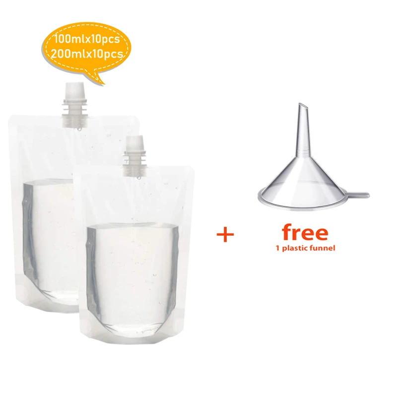 100-500ml Travel Drink Spout Pouch, Clear Leakproof Juice Bag, Portable Beverage Container with Funnel, for Ice Cold Drinks image 3