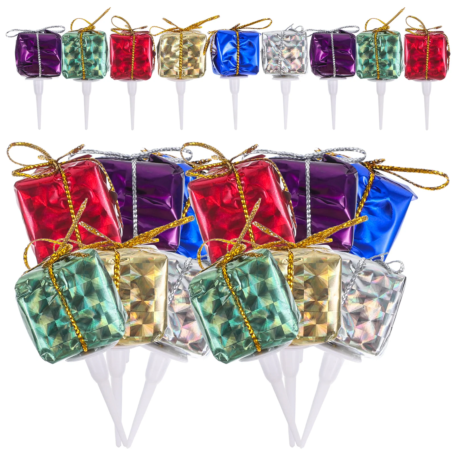 

24pcs Cake Decorating Toppers Plastic Wedding Birthday Party Cupcake Picks Dessert Decorations Mini Christmas Trees Random Color