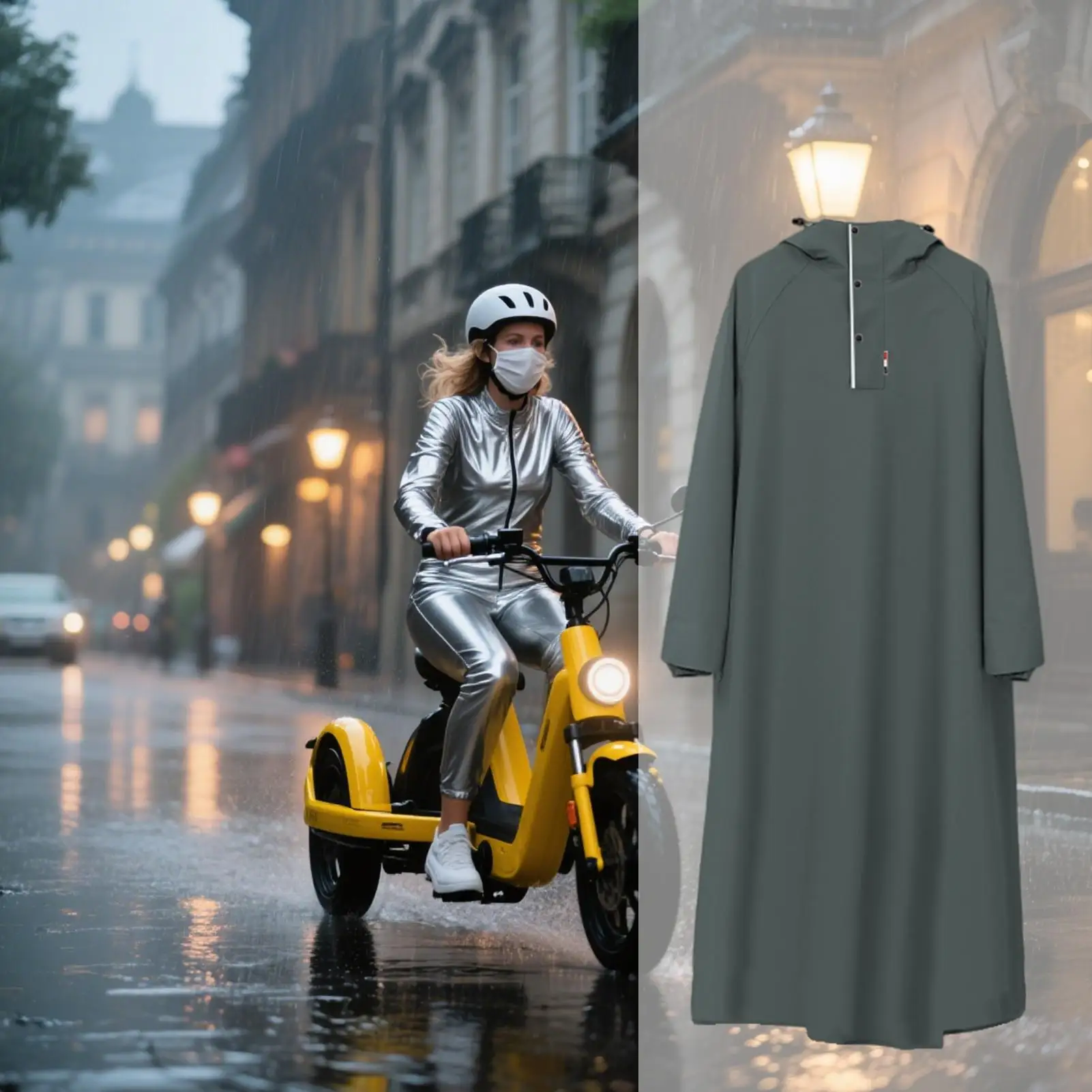 

Rain Ponchos For Adults Unisex Biking Raincoat Reusable Long Motorcycle Rain Poncho For Men Women Scooter Fishing Camping
