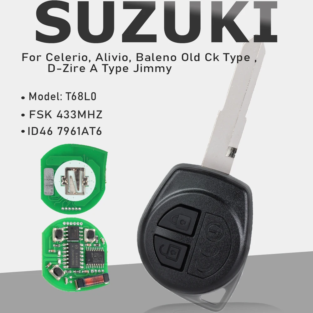 

KEYECU FSK 433MHz ID47 Remote Control Car Key With 2 Buttons for Suzuki Celerio, Alivio, Baleno Old Ck Type ,D-Zire A Type Jimmy