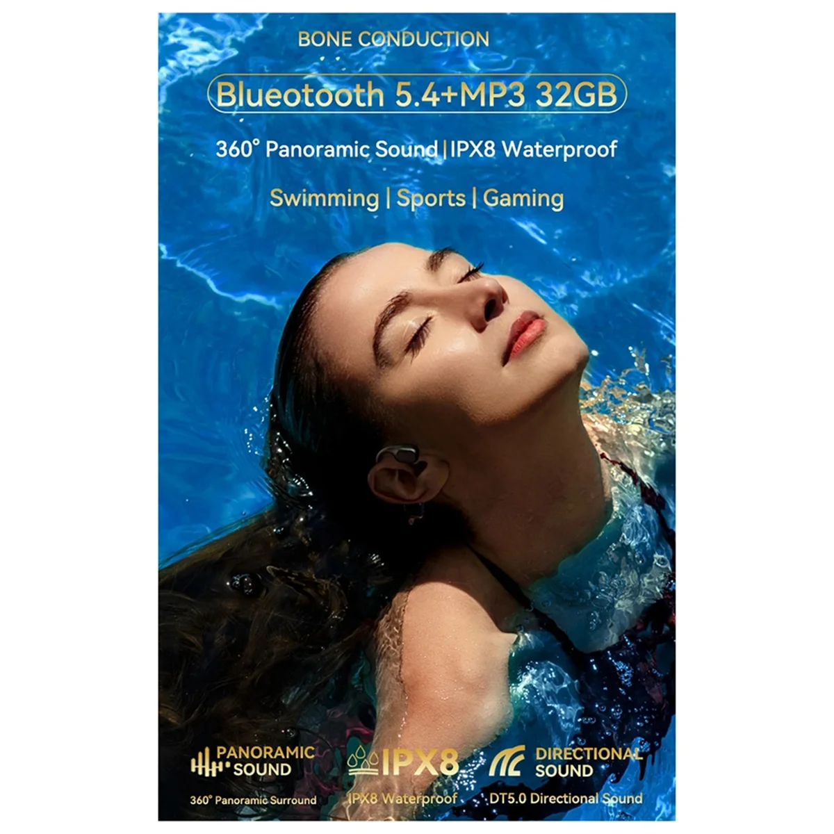 A10I S10 Bluetooth 5.4 Knochenleitung Drahtlose Kopfhörer 30 Meter Tiefe IPX8 Wasserdichte Schwimm-Headsets 32 GB MP3-Player