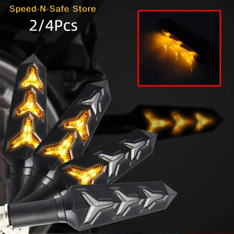 2/4Pcs High Brightness Motorcycle Turn Signal Light LED Flowing Built-in Flasher Relay for Off-road Bike Scooter ATV