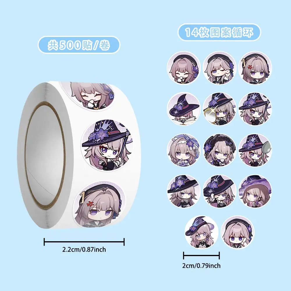 

Аниме Honkai: Star Rail The Herta 500 шт./рулон ПВХ водонепроницаемая наклейка для печати этикеток круглые этикетки канцелярские наклейки ручной работы