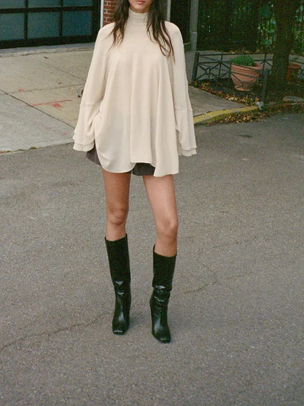 

Faionable Women's Loose Long Sve Top Decorative Layered Sle Autumn Winter Casual Wear Comfortable Fit Upperwear