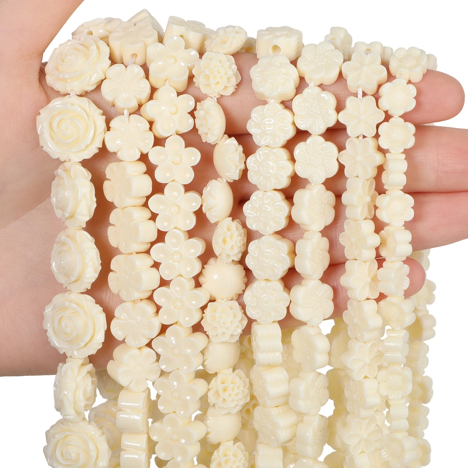 8 Types Off White Natural Freshwater Shell Beads Rose Plum Blossom Flower Beads for Jewelry Making DIY Charms Bracelet Accessory
