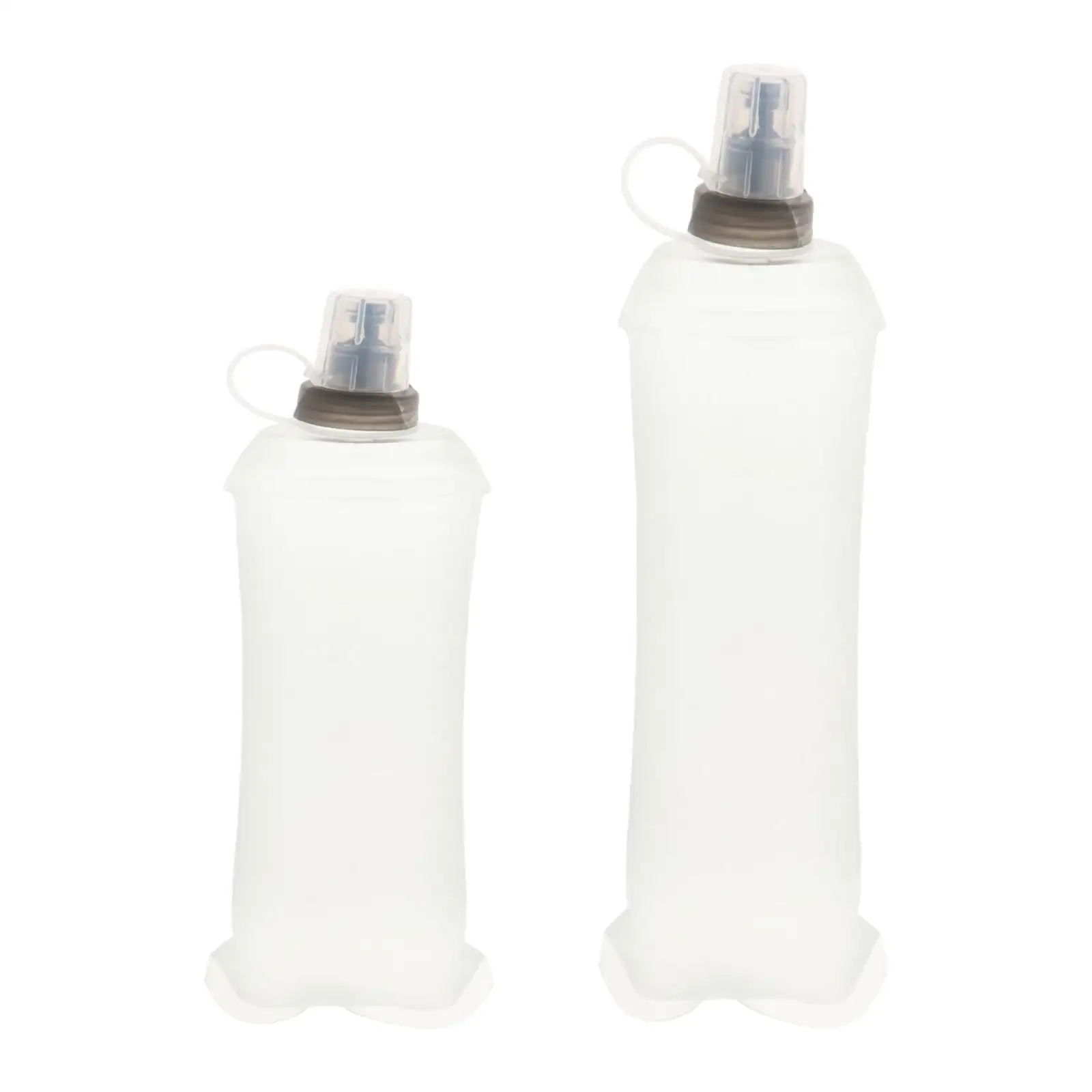 Folding Soft Running Water Hydration Bottle Handheld Versatile with Mouthpeice Cover for Backpacking, Traveling Space Saving