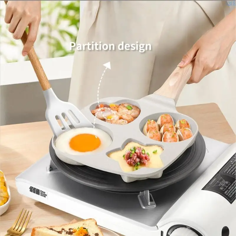 A2UE 4 Section Frying Pan for Eggs and Burgers Omelette Cooker Breakfast Skillets