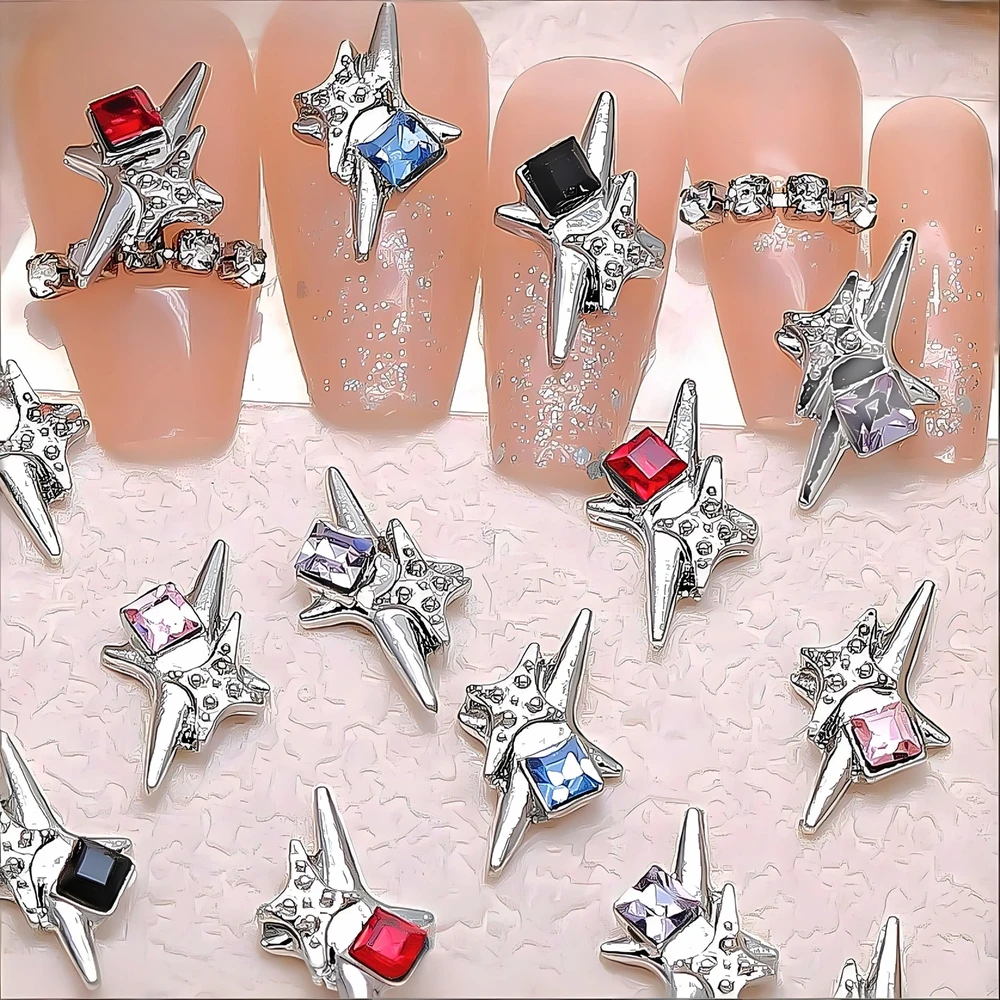 

10PC 3D Luxury Alloy Starburst Nail Art Starlight Charms Stars Accessories Parts For Nails Decoration Manicure Supplies Material
