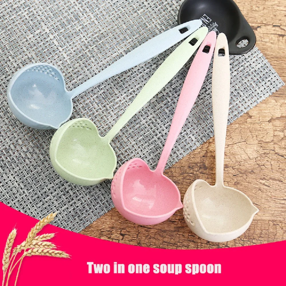 2 In 1 Soup Spoon Long Handle Spoon Creative Spoon Strainer Spoon Cooking Tools