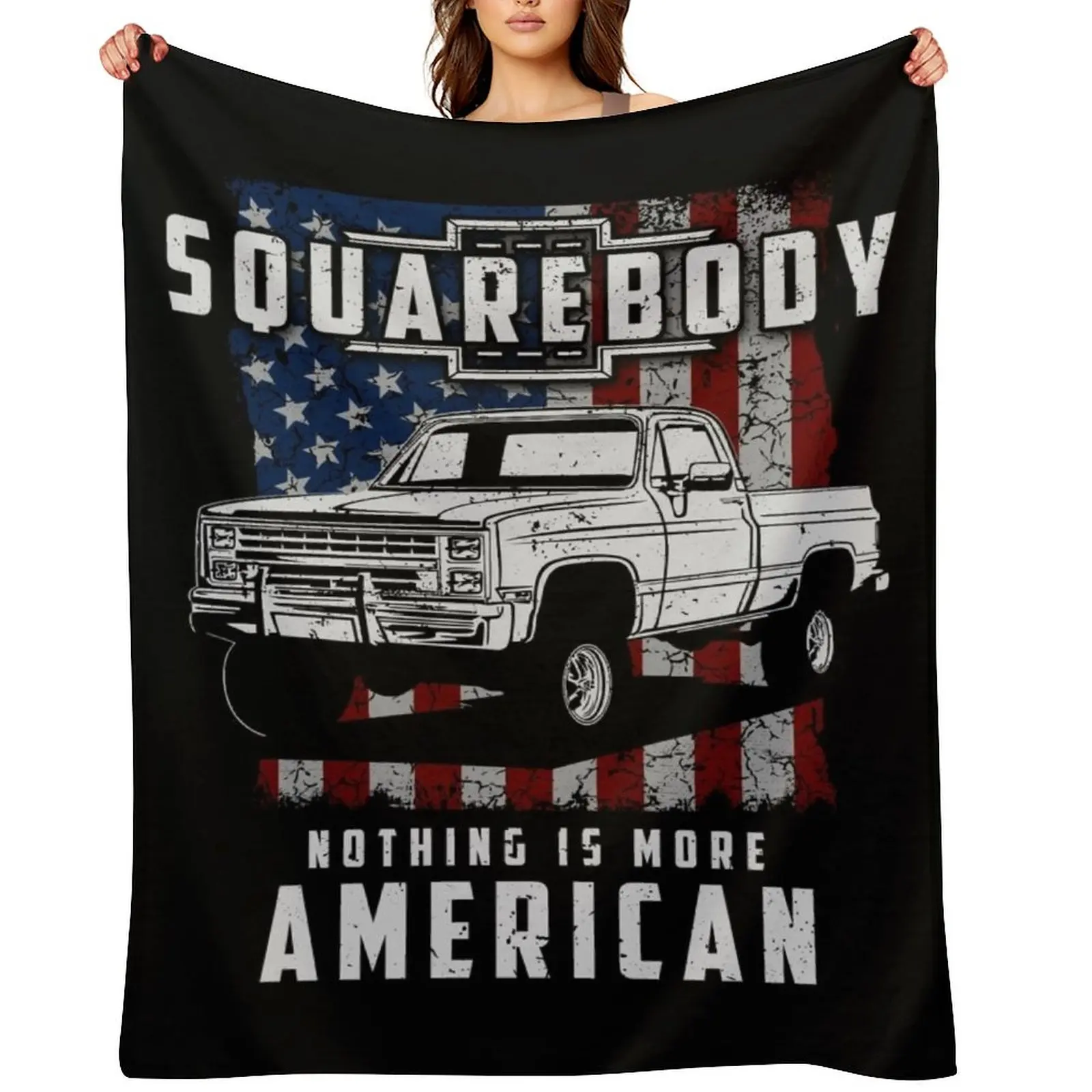 

Squarebody Nothing is More American Funny Square Body Pickup Truck Driver Throw Blanket Polar Flannel Fabric Blankets