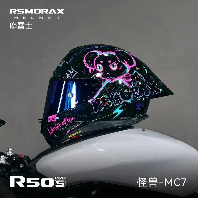 RSMORAX Outdoor Gear Motorbike Racing Helmet Men's and Women's Full Helmets  Large Tail Wing Casco De Carreras De Motocicletas