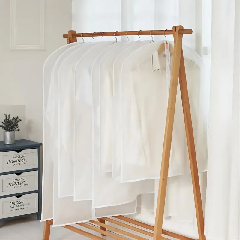 Clothes Dustproof Bag Household Transparent Waterproof Coat Suit Cover Washable Hanging Pocket Clothing Organizer