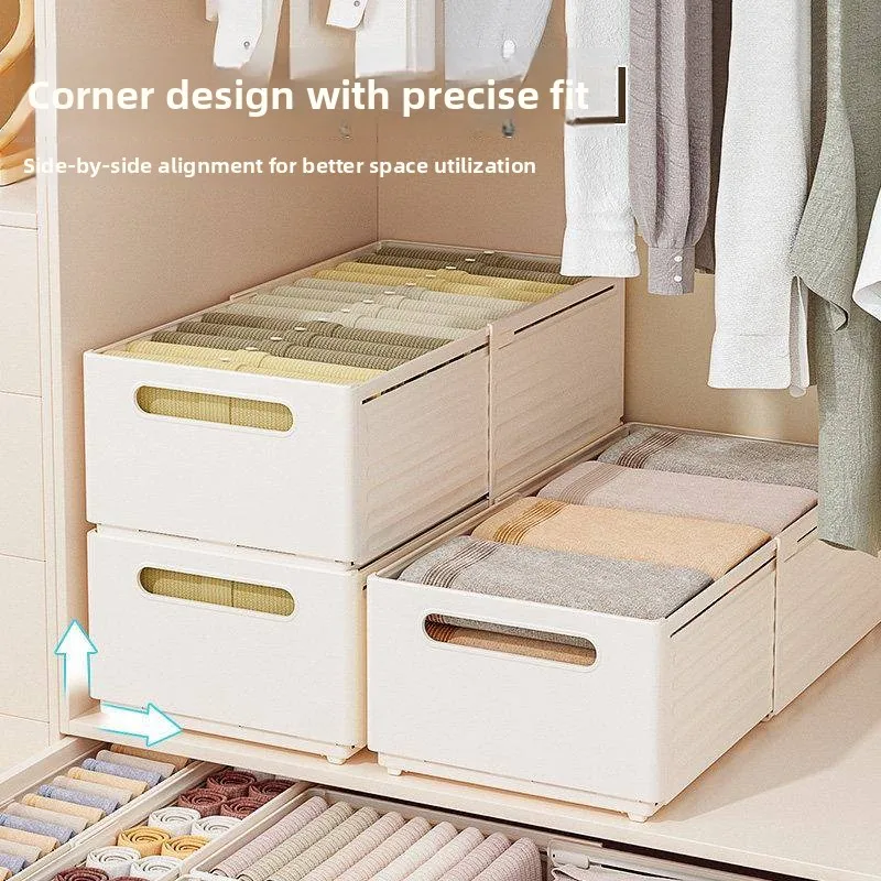 Kitchen Storage Box Drawer Style Deep Cabinet Clutter Organizer Rectangle Plastic Material for Miscellaneous Items Overall De...