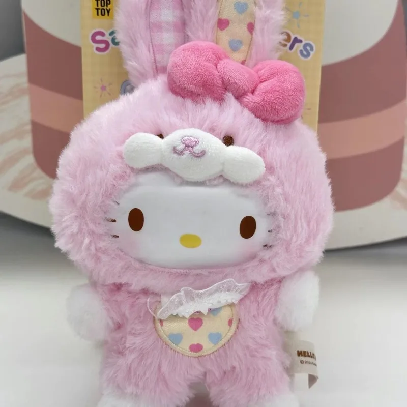 Oryginalny Sanrio Cartoon Rabbit Series Blind Box Kuromi Hello Kitty 3 Vinyl Face Plush Doll Pendant Girls Keychain Christmas Gift
