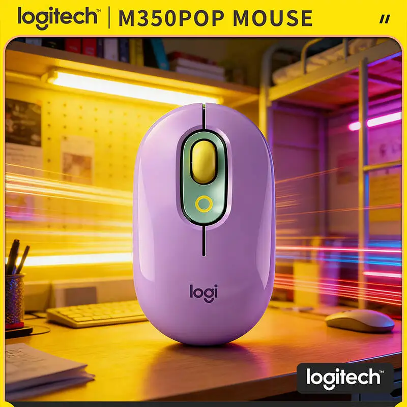 

Тонкая портативная мышь Logitech M350 POP, бесшумная сенсорная переработанная пластиковая Bluetooth для MacOS, Windows, iPadOS ChromeOS