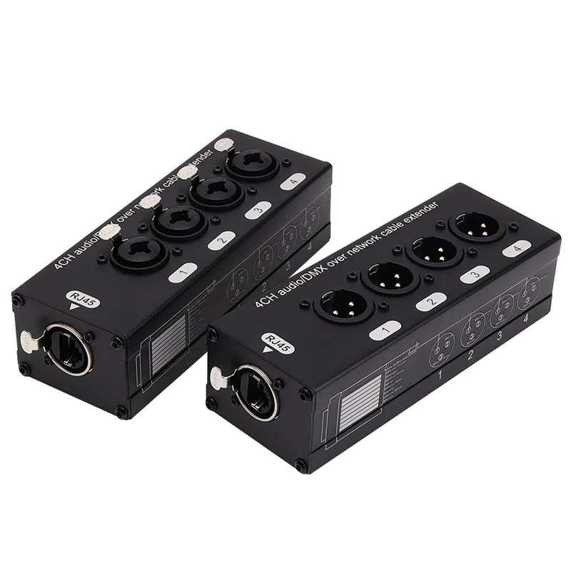 FORW-2Pair 4 canaux 3 broches XLR ou 6.3Mm Audio et DMX sur l'extension de câble réseau, extension de Signal réseau DMX512 mâle + femelle