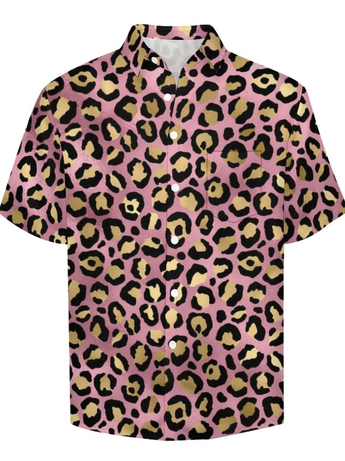 Heren Luipaardprint ort Sve irt Zomer Faion Slim Fit Jeugd ular Turn-down Kraag Casual irt Ander materiaal 00%