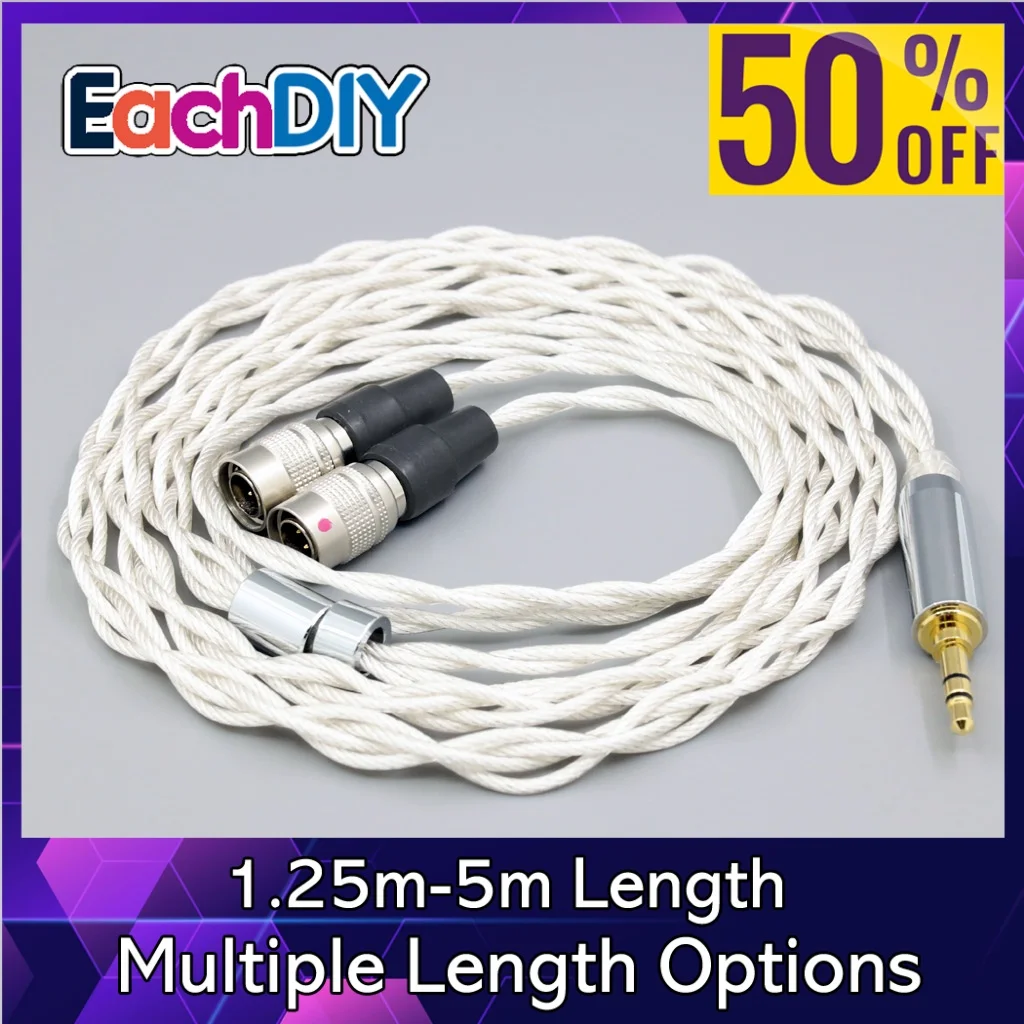 Kabel słuchawkowy Graphene 7N OCC posrebrzany, typ 2, do słuchawek Mr Speakers Alpha Dog Ether C Flow Mad Dog AEON, 4 żyły, LN008134