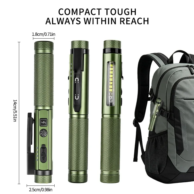 New Multifunctional Outdoor Flashlight, Portable for Outdoor Use Magnetic Attachable, Durable, Equipped with Infrared Laser and