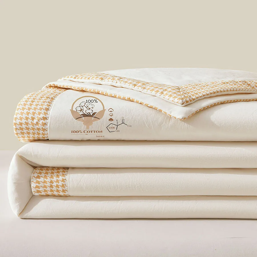 

High-End New Summer Quilted Quilt, Solid-Color Ootton Air Conditioner Quilt, Light And breathable Bedding, Cooling Blanket