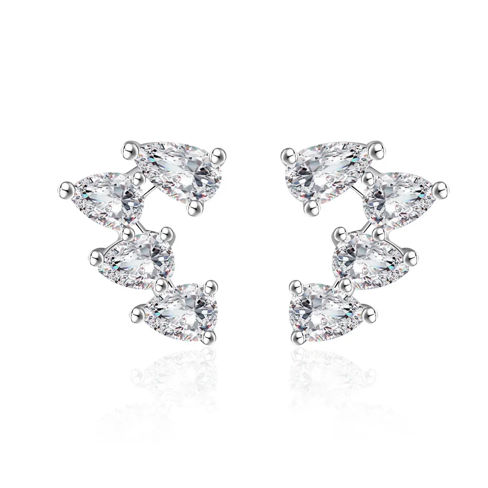 New Models Water Drop Diamond Earrings Women's S925 Pure Silver Ear Jewelry European and American Foreign Trade