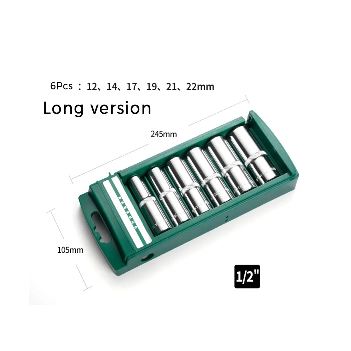 6 Pieces Of 1/2Inch External Socket with Long Hexagonal Socket Head and Combined Ratchet Wrench Tool