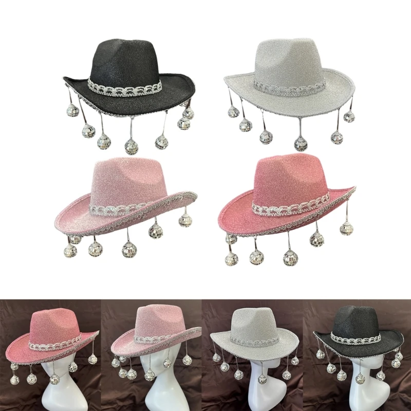 Vacation Cowboy Hat Glitters  Balls Surprise Gift for Girl Boys Cowgirl Hat for Carnivals Music Festival