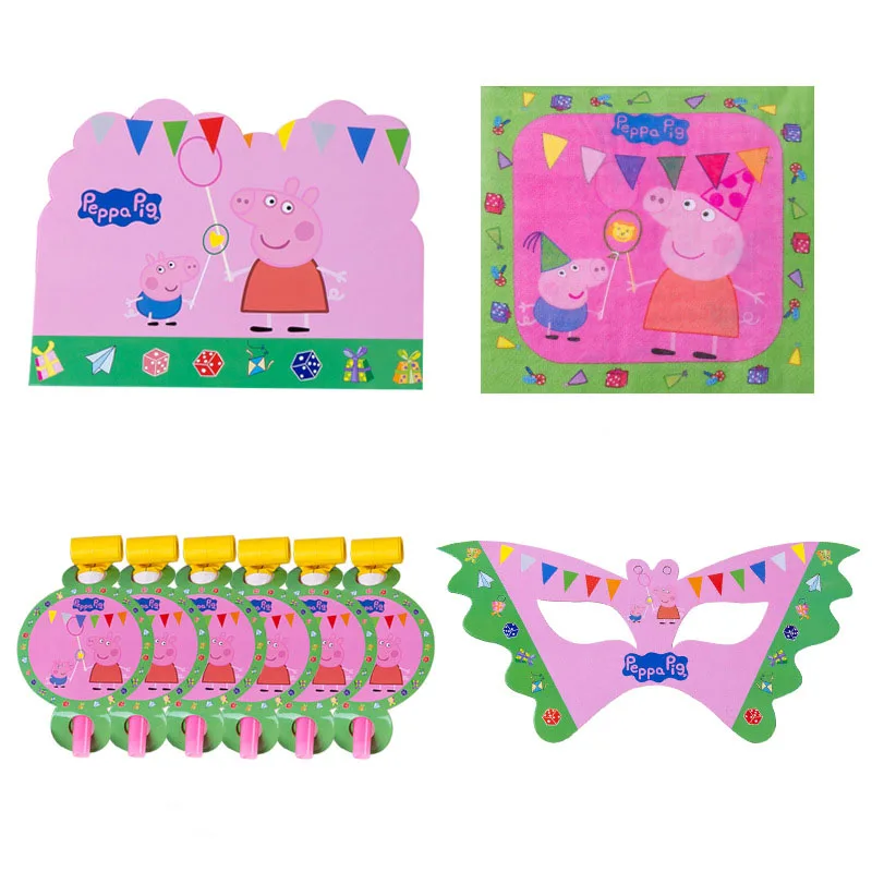 Peppa Pig Birthday Party Supplies Peppa George Cartoon Anime Theme Decoration Props Birthday Dress Suit Party Supplies Gifts