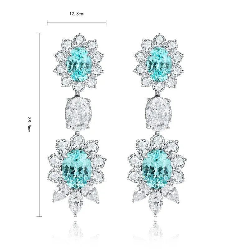 

Женские серебряные серьги S925 в форме цветка 3CT, выращенные в лаборатории изумрудным рубином и сапфиром