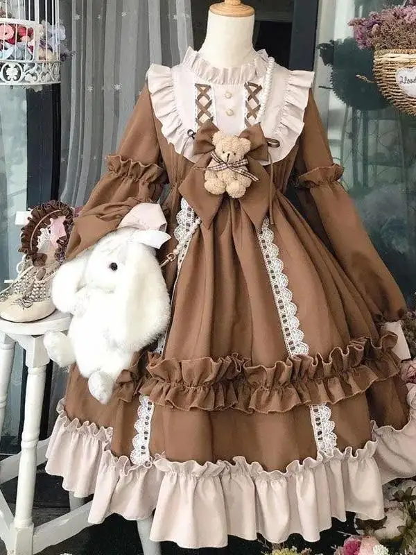 Lolita Plus Size 300 Pou Fat MM Luźny Krój Wyszczuplający Uczennica Wróżka T Sle Princ Dr Damska Koreańska Sle Wysoki Stan Cot...