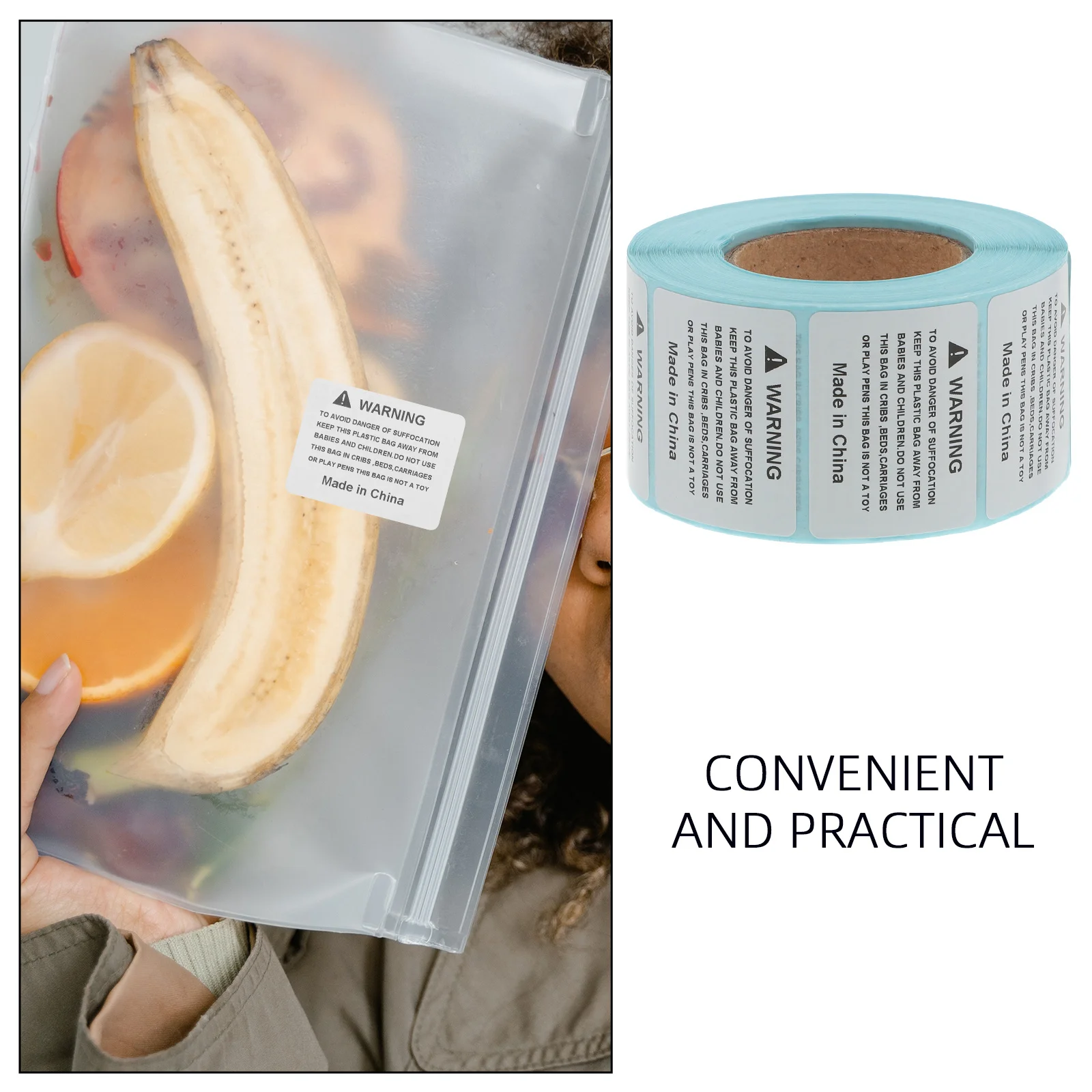 800 قطعة ملصقات تحذيرية للاختناق ملصقات شحن شديدة التحمل لأكياس التغليف ملصقات تعبئة مقاومة للماء قابلة للتقشير واللصق #6