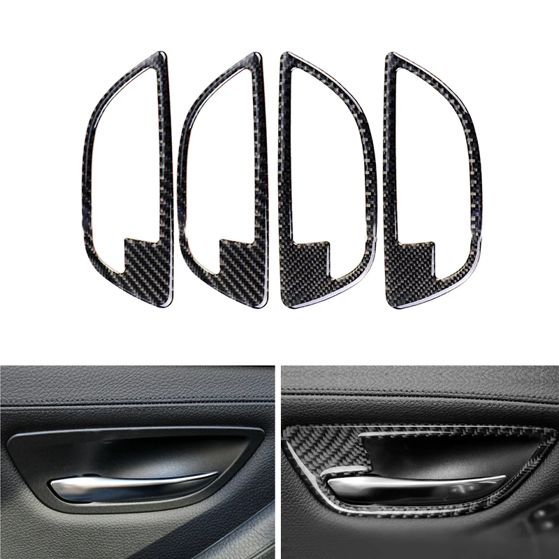 

For BMW 5 Series F10 2011 2012 2013 2014 2015 2016 2017 4pcs Carbon Fiber Door Handle Door Bowl Decor Cover Trim