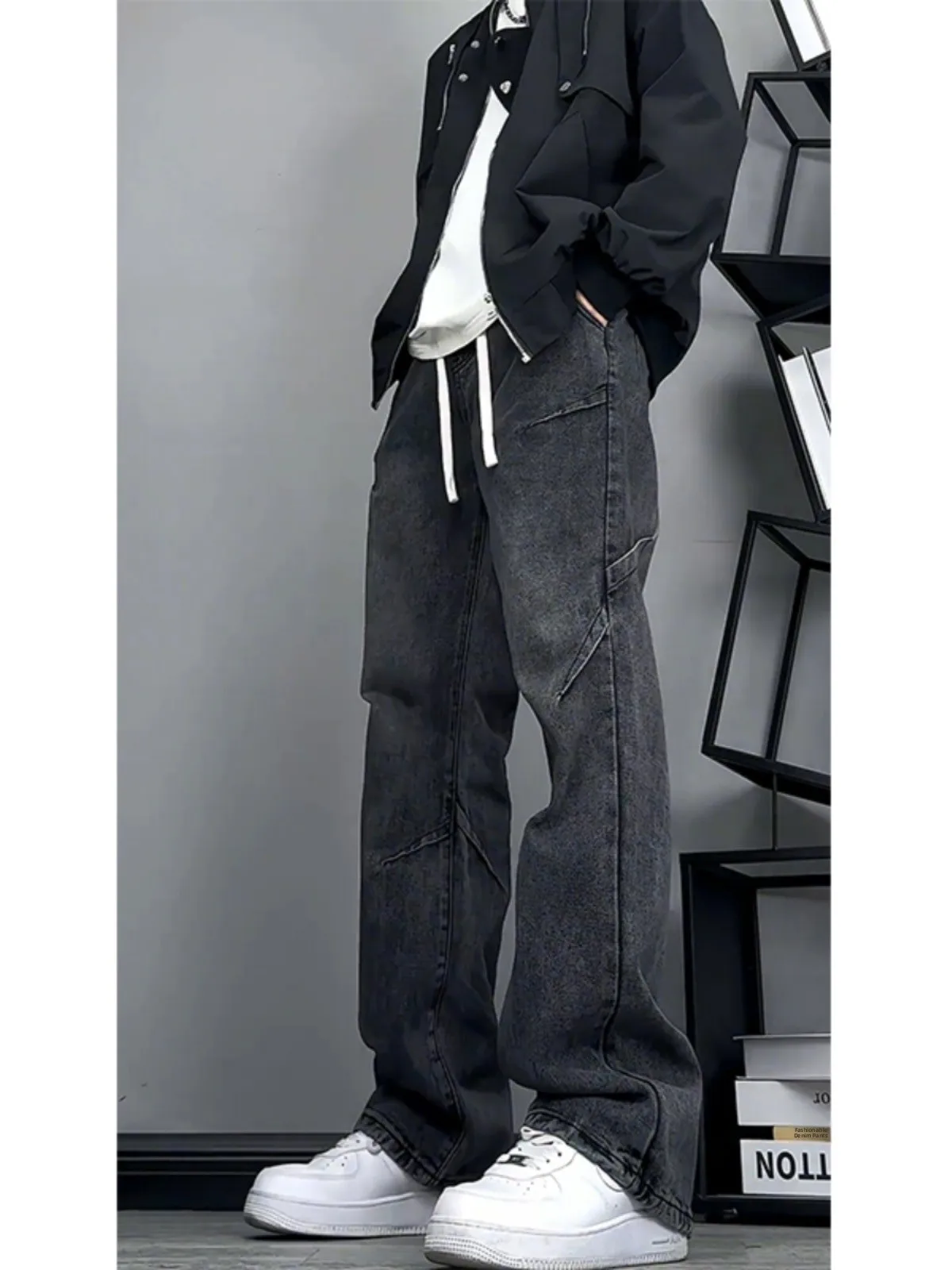 

Американские джинсы с эластичной талией для мужчин, осенне-зимние, прямые, зауженные, слегка расклешенные, в стиле рабочей одежды