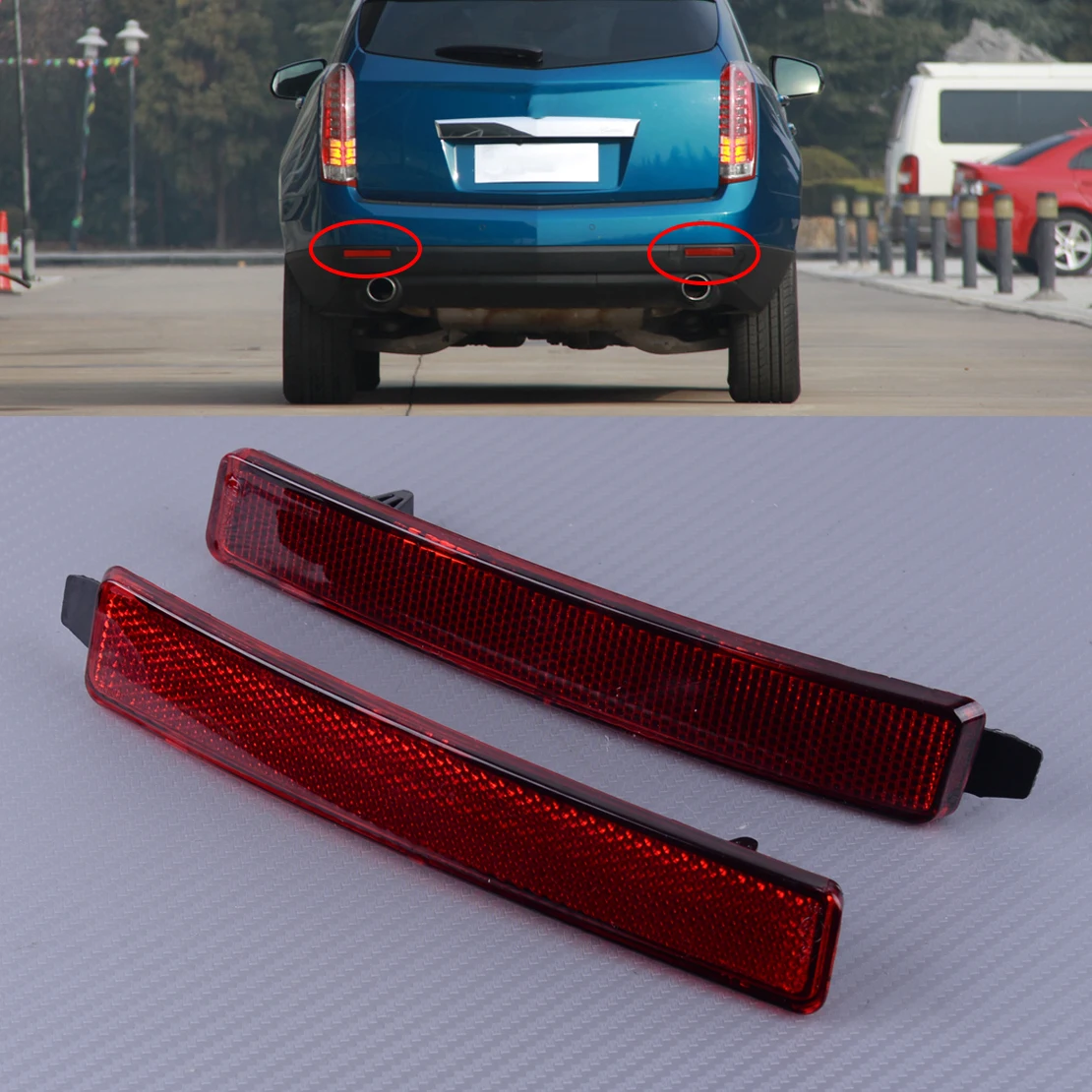 

1 Pair Left & Right Rear Bumper Reflector Fit For Cadillac SRX Chevrolet Traverse GMC Acadia Saturn Outlook 25881881 25881882