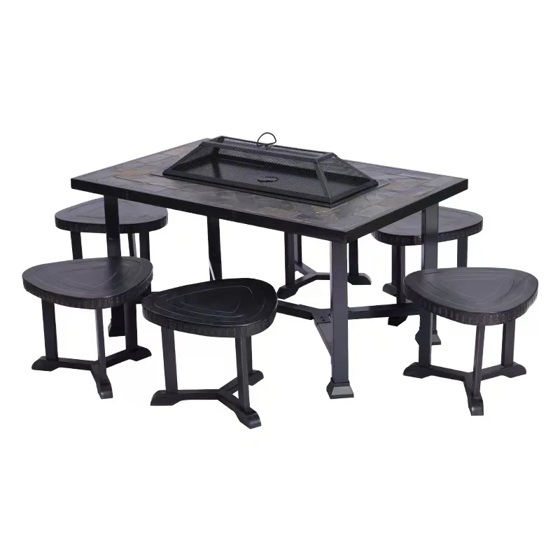 

Courtyard Garden Outdoor Terrace BBQ Table Home Stove Table Heating BBQ Dual purpose Table Slate