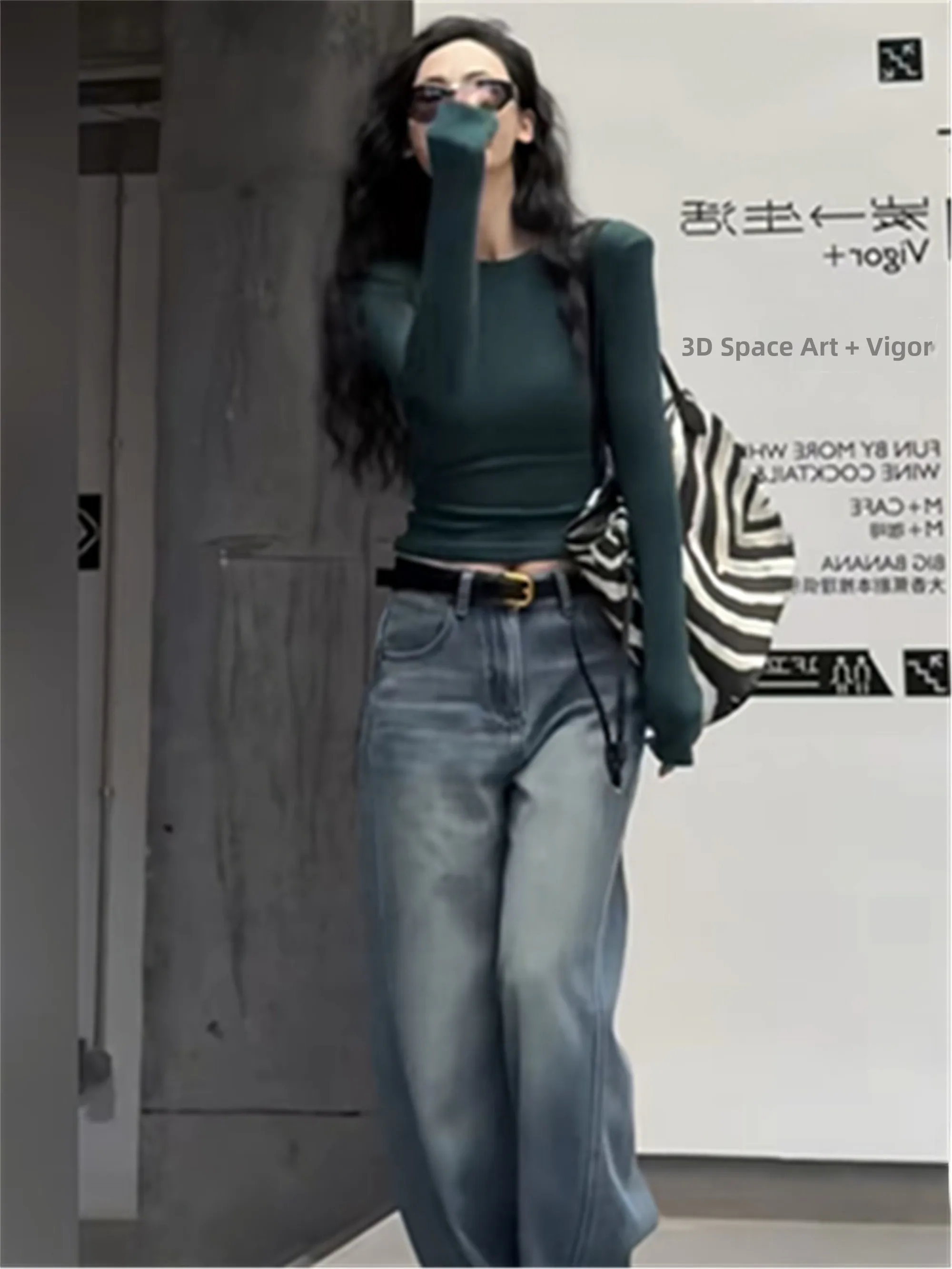 

Slim Fit Long Sve T-irt Women's Spring Autumn New Sle Base Layer ort Top Hot Girl American Sle Cotton Polyester Blend