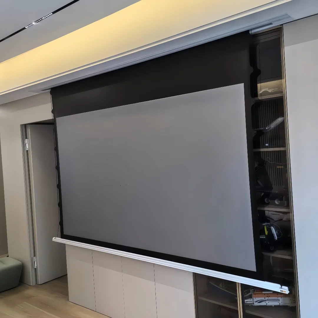 Mivision 84-150 Inch Ceiling Hidden Motorized Tab-tensioned Screen 4K Acoustically Transparent Material