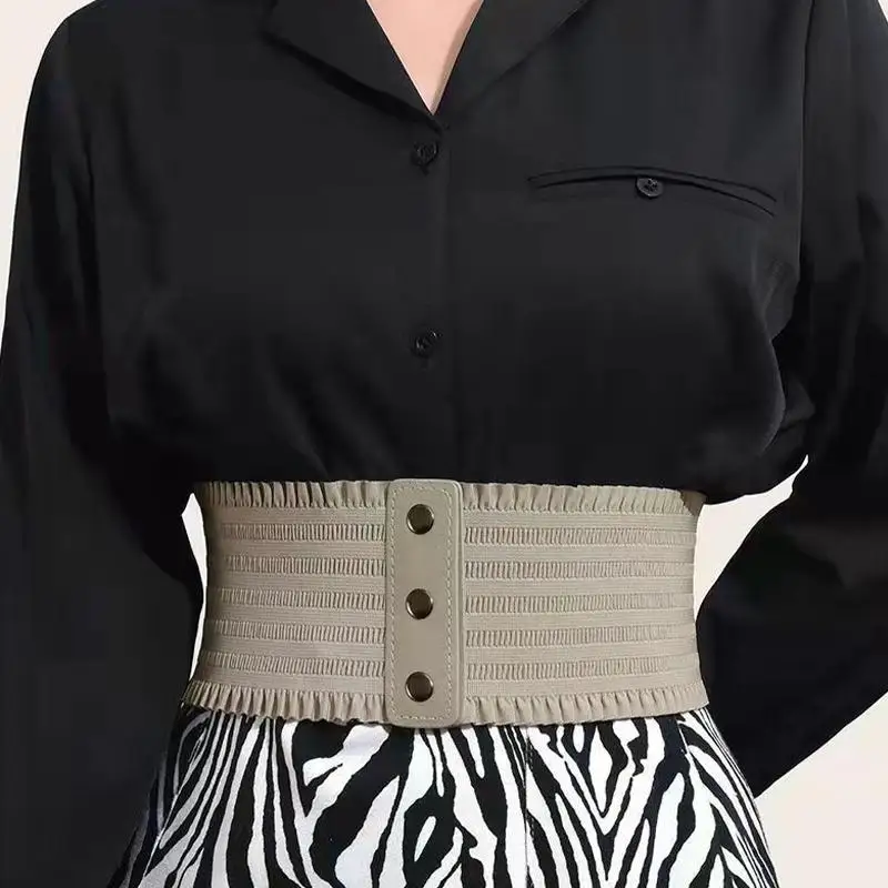 

*New Hot Sale Women's Elastic Wide Waist Belt Retro Classic Versatile Suitable For Dresses Coats Jeans And Belts.