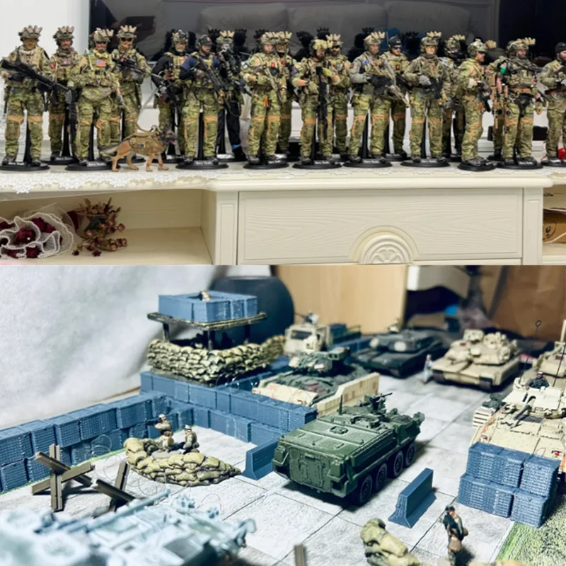 1:64 โมเดลเรซิ่นกองทัพเรือสหรัฐฯ ซีลส์ขนาดเล็กแอ็คชั่นฟิกเกอร์ 1/6 ชิ้นทหาร DIY อุปกรณ์เสริมฉากคอลเลกชันจอแสดงผลพัดลม