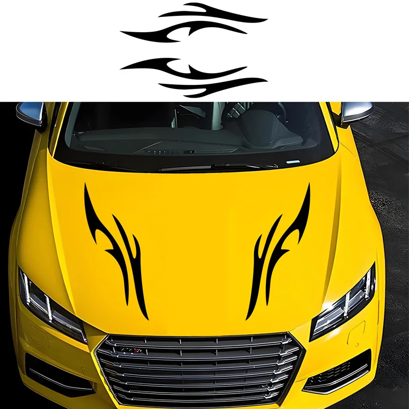 

2pcs flame graphic car flame motorsports stripe vinyl hood bumper cover decal