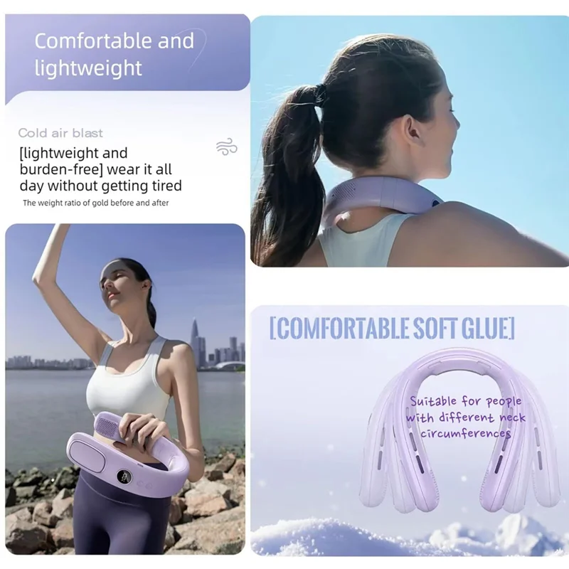 AC39-Portable Neck Fan With Semiconductor Cooling Plate That Blow Cold Air Bladeless Neck Air Conditioner For Travel Camping