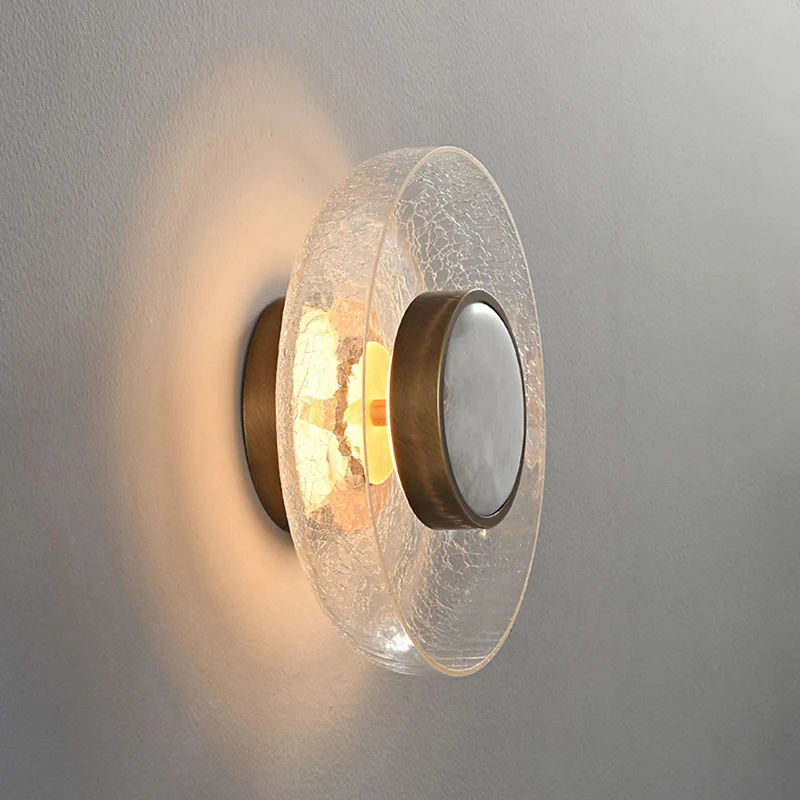 Contemporary Designers Wall Lamp Ice Cracked Glass LED Wall Sconces Living Room Corridor Staircase Atmosphere Adorn Illumination