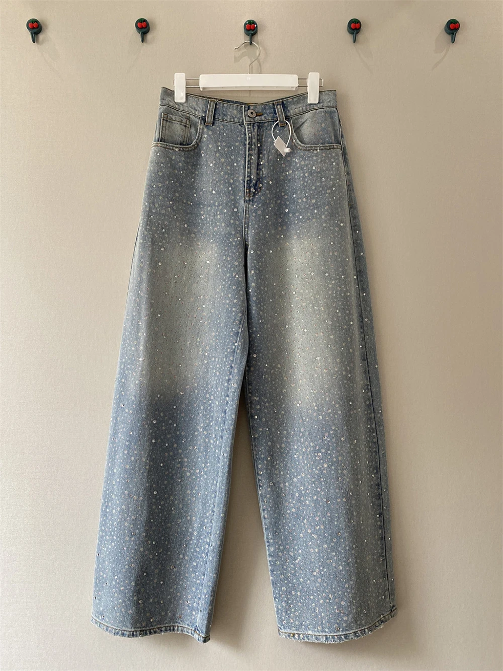 Pantaloni di jeans da donna con diamanti Moda coreana High Street Jeans dritti alla caviglia Primavera Autunno Pantaloni lunghi da donna da ufficio All-Match