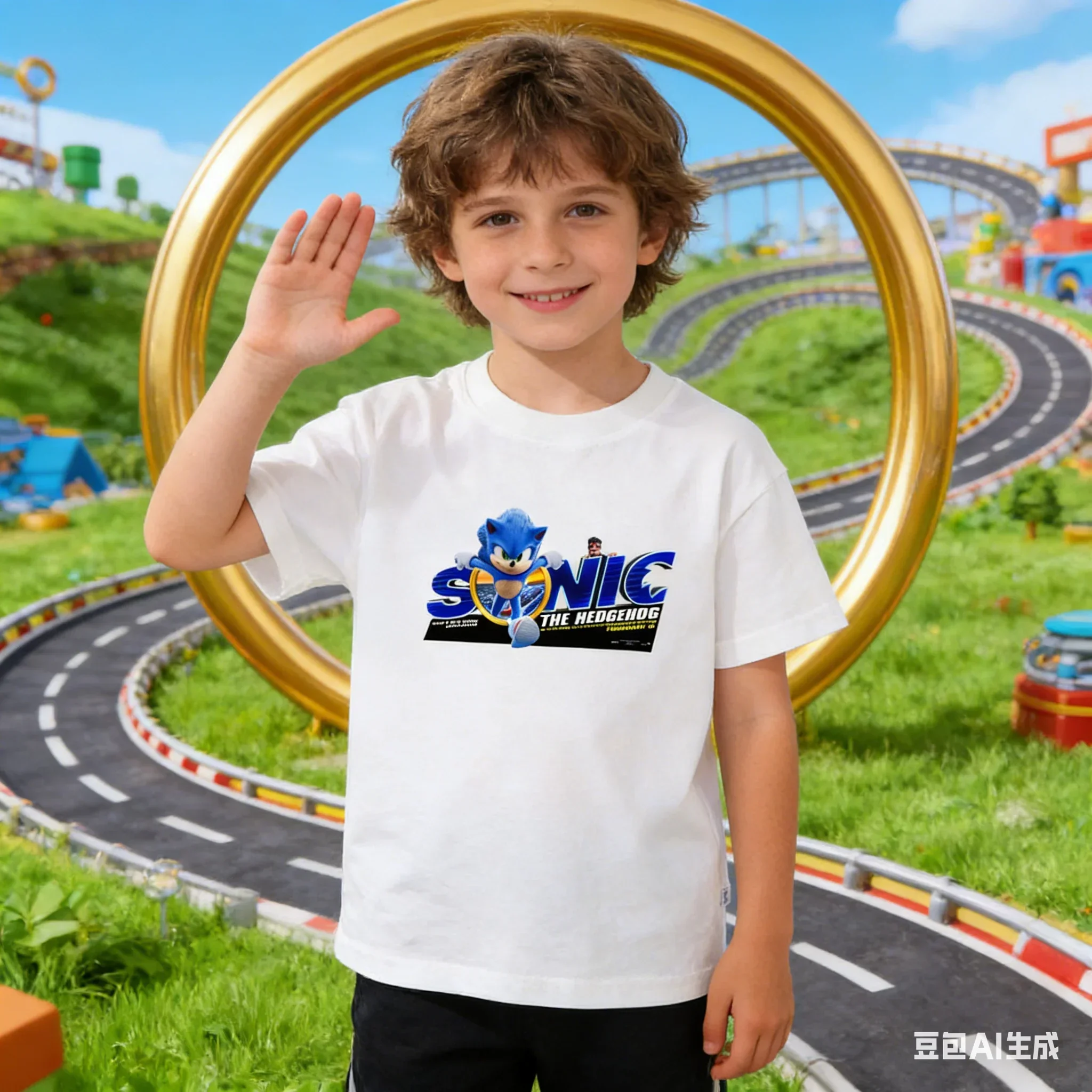 Sonic the Hedgehog Kids T-Shirt, Video Game Character Graphic Tee, Toddler Boys Short Sleeve Cotton Top,Gift, Gamer Party Outfit